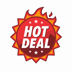 Hot Deal Promotional Badge with Flames