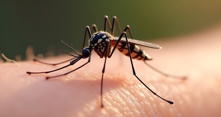Asian Tiger Mosquito on Skin
