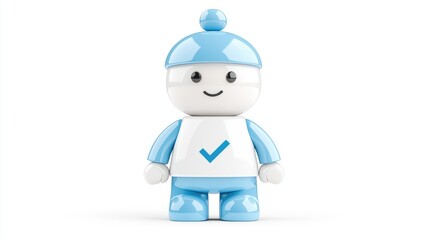 Fototapeta premium Happy robot toy, approved, white background, kids toy