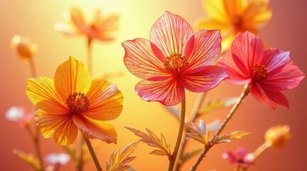 Golden Hour Blooms Delicate Petals Illuminated by Warm Sunlight, a Vibrant Display of Nature's Beauty