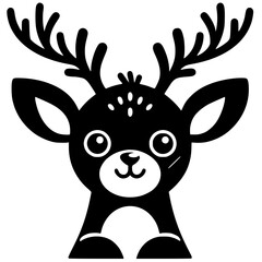 Cartoon deer portrait silhouette