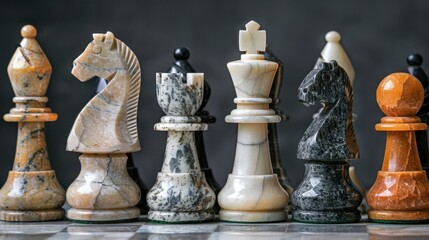 Stone Chess Pieces: Carved from natural stone, these heavy, polished chess pieces offer a refined, durable design, perfect for collectors and chess enthusiasts alike.
