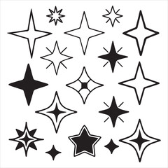 SET OF VECTOR VARIOUS STAR SILHOUETTES	