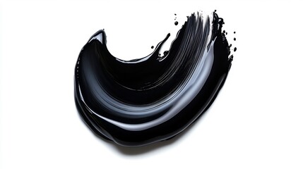 Abstract Black Paint Swirl on White Background: A Study in Texture and Form