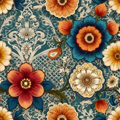 Flores vibrantes en fondo azul