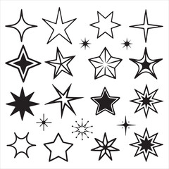 Fototapeta premium SET OF VECTOR VARIOUS STAR SILHOUETTES 