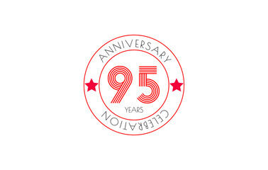 Ninety-Five Years Anniversary Celebration Badge Featuring Stars and Modern Design, anniversary celebration card.