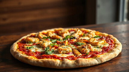 Savory Pizza with Grilled Chicken, Fresh Herbs, and Assorted Sauces