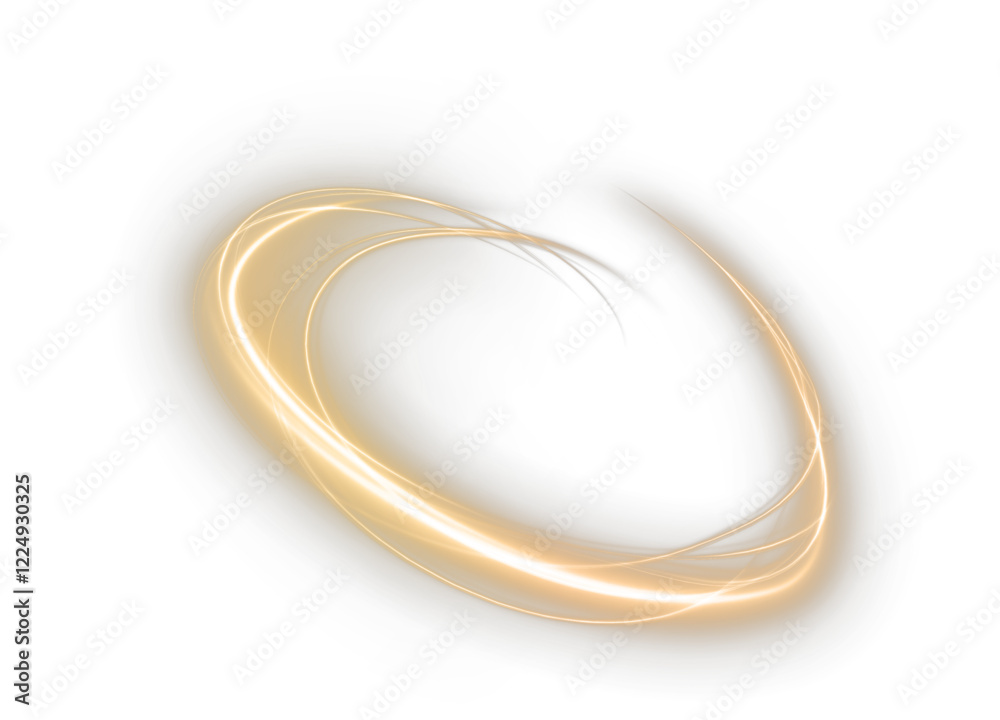 Wall mural golden light swirl effect with sparkling trails, glowing waves, and shimmering particles. perfect fo