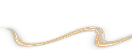 Graceful gold ribbon swirl on a white background. Shiny yellow curve adds a festive touch. Stylish golden twirl resembling a rope or stripe. Vector PNG for elegant lines, curls, and decorative element