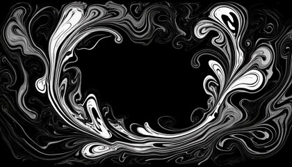 Fototapeta premium Abstract colorful swirling grunge illustration border frame with copy-space on black background