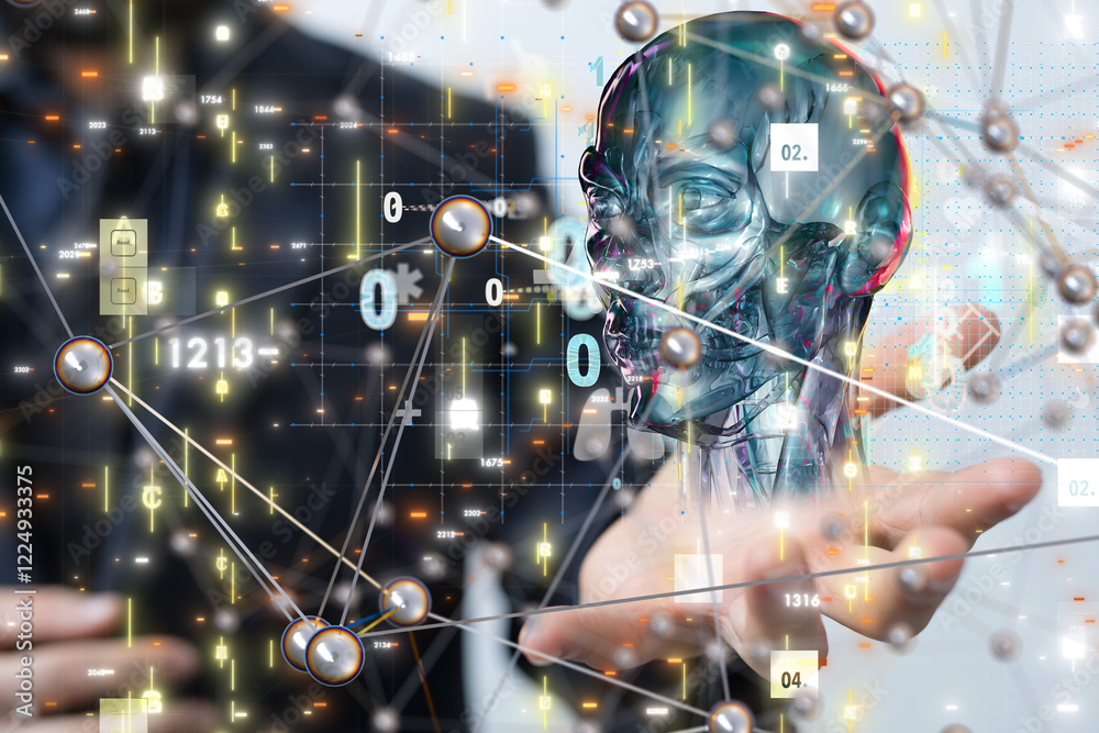 Poster digital medical futuristic interface 3d rendering
