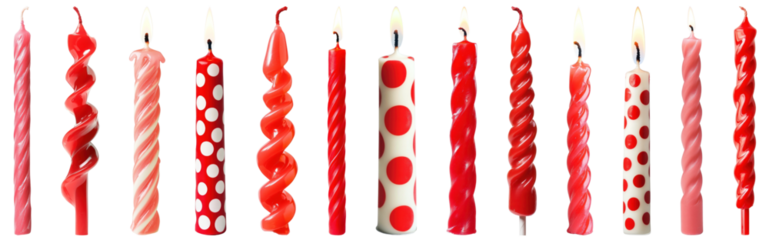 PNG Colorful patterned birthday candles, element set on transparent background