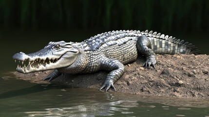 Fototapeta premium Speckled Crocodile by the River