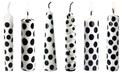 PNG Polka dot decorative candles set, element set on transparent background