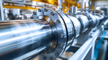 Fototapeta premium A metallic backdrop for industrial shoots, with cold steel beams and machinery creating a mechanical ambiance