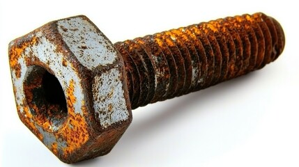 Rusty metal bolt industrial workshop product photography close-up macro material quality