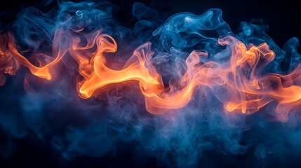 Fototapeta premium Abstract Blue and Orange Smoke Art Wallpaper