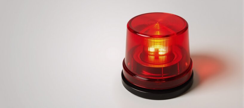 High-quality close-ups of red rotating beacons and flashing lights for safety equipment advertising