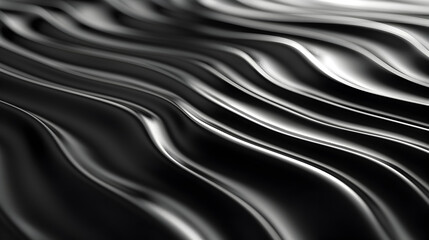 A close-up of smooth, wavy black material creating a dynamic texture.