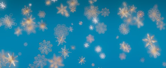 Falling Snowflakes on a Blue Background