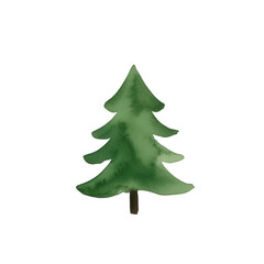 Fototapeta premium A vibrant and detailed watercolor illustration of a green pine tree., isolated on a transparent background.