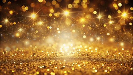 Golden Glitter Background with Bokeh Lights