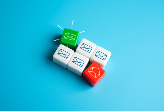 Email inbox with incoming letters. New and read message. Start sorting through mail. Manage email inbox efficiently. Prioritize tasks,