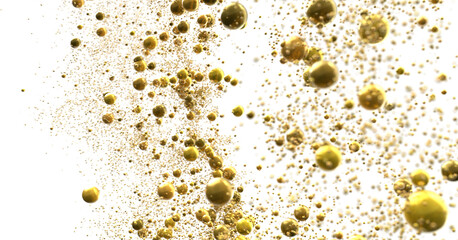 Cascading Splendor: Striking 3D Illustration Showcasing a Dazzling gold Confetti Display