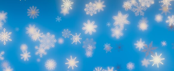 Winter Wonderland: Snowflakes Falling on a Blue Sky