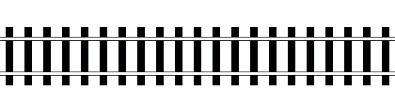 railway track silhouette, black and white illustration of railroad tracks, seamless repeatable shape