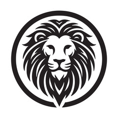 Obraz premium black and white Vector illustration of a lion head icon