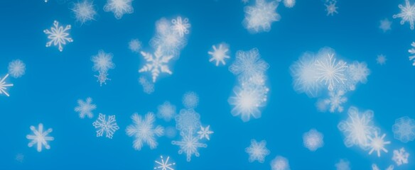 Abstract Blue Winter Background with Snowflakes