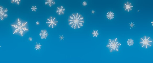 White Snowflakes on Blue Background