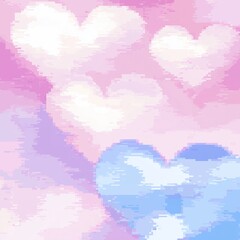 Obraz premium Nostalgic 90s Pixel Art Heart Pattern