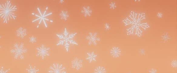 White Snowflakes on Orange Background