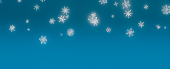 Falling Snowflakes on Blue Background