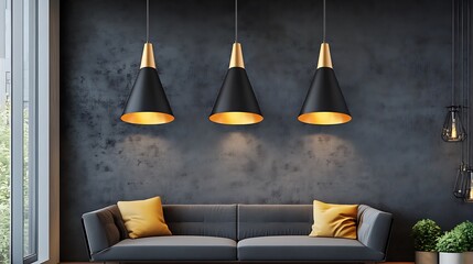 a group of lights in a room