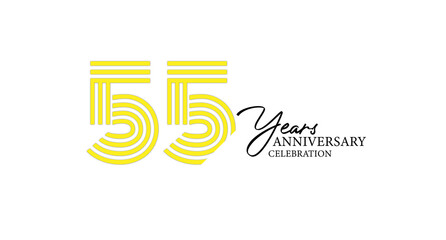 55 Years Anniversary Celebration, elegant 55 years anniversary celebration card with yellow design. Celebration, invitation card and greeting card.