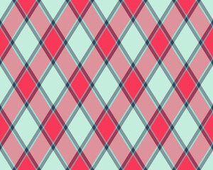 Vibrant pink and mint green diagonal plaid pattern.  Perfect for textile design, website backgrounds, or crafting projects.  Seamless repeat design offers endless possibilities.