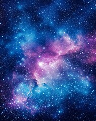 Naklejka premium Cosmic Nebula: Blue and Purple Starfield.