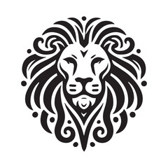 Obraz premium Vector illustration of a lion head mascot with tattoo style, featuring a wild animal face, symbolizing strength and nature