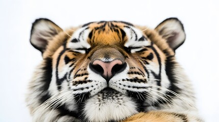Fototapeta premium Close-up of a relaxed tiger, eyes closed, peaceful expression.