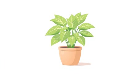 A potted plant with vibrant green leaves