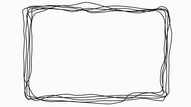 Hand-drawn animated frame. This looping stop-motion animation features a sketchy, wiggly rectangular border.  Perfect for adding a playful, quirky touch to your videos, presentations, or social media 