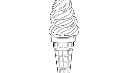 A black and white drawing of an ice cream cone. generated using AI