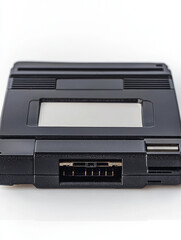 Black rectangular device with connector pins, resembling a data storage cartridge.