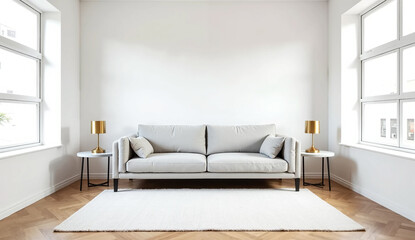 Fototapeta premium modern living room with white sofa