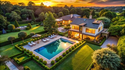 Stunning Aerial View Luxury Home Estate Real Estate Property