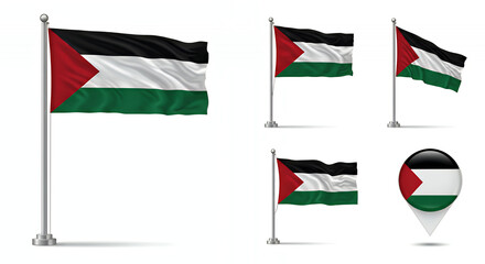 Palestine textile waving flag isolated